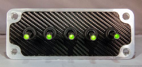 Billet : black wrap carbon fiber panel w/ led toggle switches - green for sale