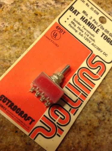 Vintage ELECTROCRAFT Miniature  3 Pos Bat Handle Toggle Switch ~ 5A 125V