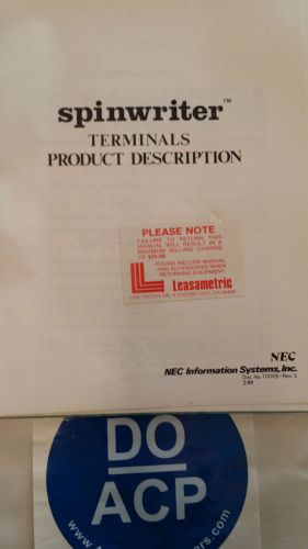 NEC SPINWRITER TERMINALS PRODUCT DESCRIPTION MANUAL  R3-S32