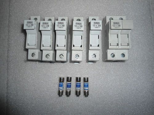 SIBA 600V 30A FUSE HOLDERS 10X38  5106304 LOT OF 6 + 4 EDISON EDCC5 FUSES