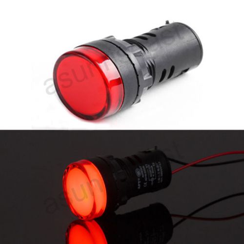 5xPure Red 22mm Panel AC220V LED Indicator Pilot Light Signal Lamp AD16-22D/S