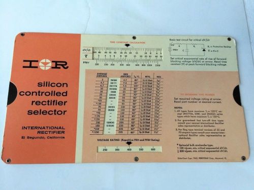 Vintage International Rectifier Silicon Controlled Rectifier Selector