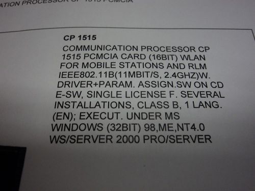 SIEMENS #6GK1151-5AA00 COMMUNICATION PROCESSOR CP 1515 PCMCIA