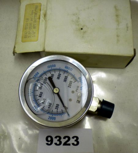 (9323) weksler gauge 0-2000 psi liquid filled ss 2 1/2&#034; for sale
