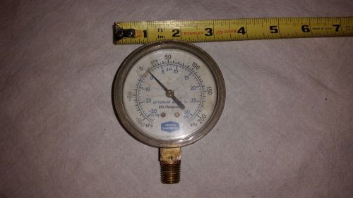 Antique union carbide pressure gauge -30 to 30 psi 200 kpa indicator vintage for sale
