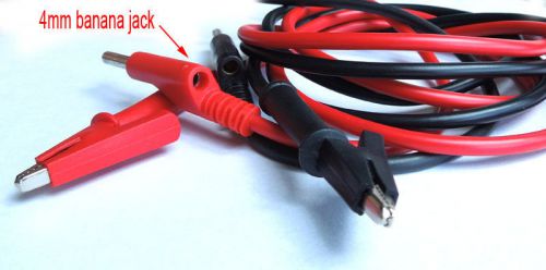 10pcs silicone voltage test probe clamp cable alligator clip to 4mm banana plug for sale