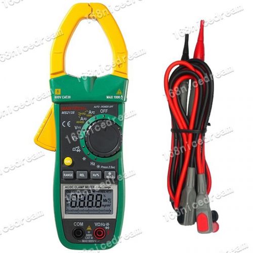 New MASTECH MS2138 Digital Auto-Ranging AC DC V A Res Cap Freq Clamp Meter N0134