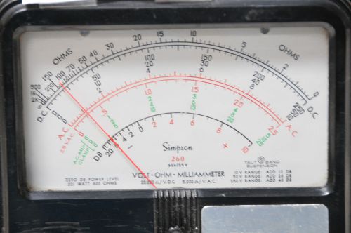 Antique Simpson Electric Model 260 Volt-Ohm-Amp Meter good for 5,000 VAC DC
