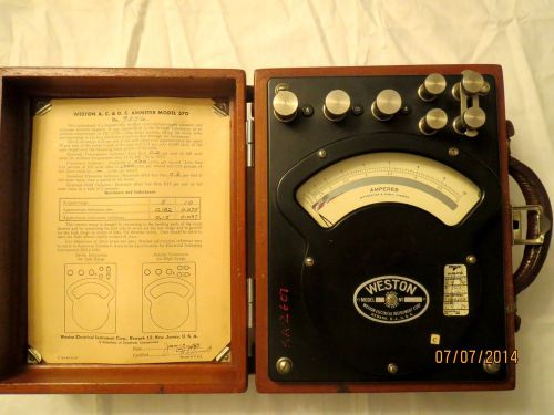 Vintage  weston ac dc electro-dynomometer ammeter model 370 mpn 9256 for sale