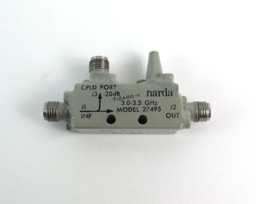 Narda 27495 RF Power Splitter/Divider CPLD Port 20dB 3-3.5 GHz SMA/Female