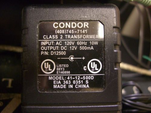 Genuine  Condor D12500 41-12-500D Power Supply IP 120v 60hz 10w OP 12v 500ma
