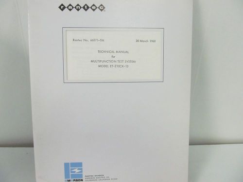 Emerson Electric ET-210CX-13 Multifunction Test System Technical Manual w/schema