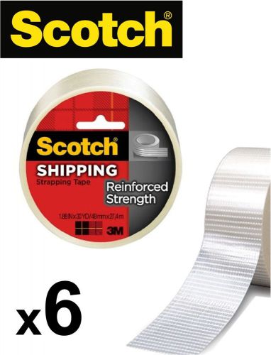 x6 SCOTCH 3M Reinforced Strapping Shipping / Packaging Tape Rolls