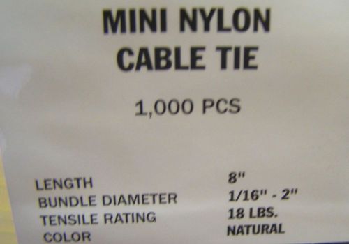 Lot 2000  8&#034; 18 lb natural mini cable ties  (1000 x 2) ty raps zip for sale