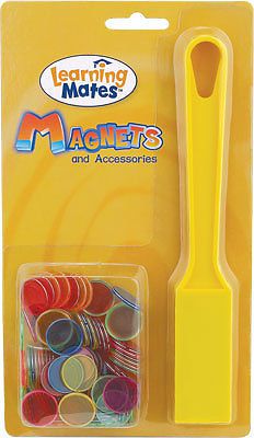 Magnetic Wand w 100 Steel Ringed Chips Assorted Colors