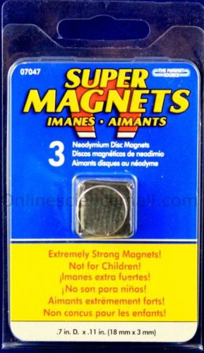 Neodymium Disc Rare Earth Magnets  Incredibly Strong .7x.11 inches