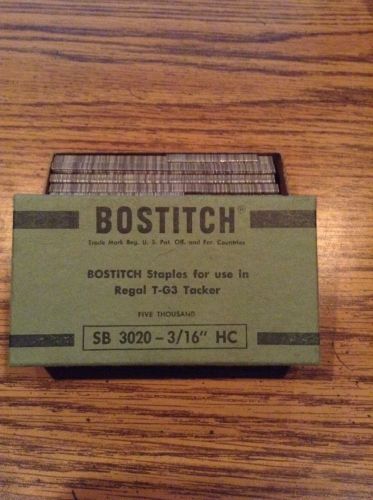 Bostitch staples for use in t-g3 tacker  sb 3020 3/16&#034; (5000) for sale
