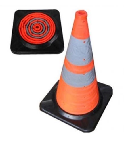 28&#034; Collapsible Safety Traffic Cone With 4 LED Lights (4PK)