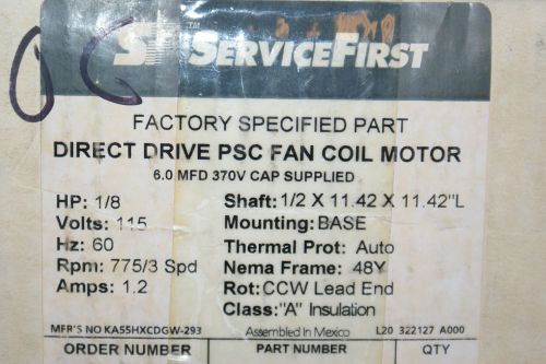 Servicefirst emerson fan coil motor 1/8hp 3 speed 1/2&#034; shaft x705000149-06 for sale