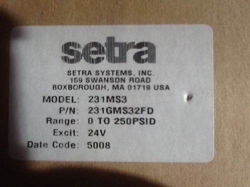 Setra Multi-Sense® Pressure Transducer Model #231MS3 P/N #231GMS32FD *New/Unused