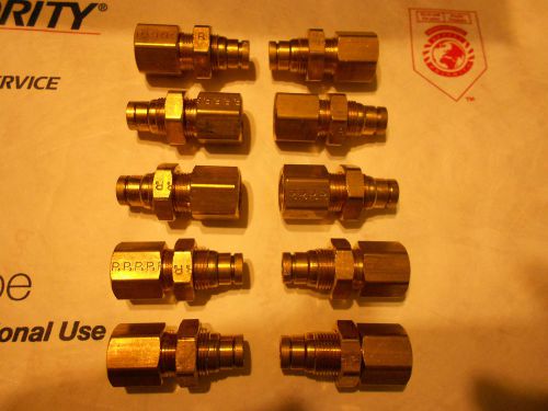 (10) parker brass bulkhead adapter fittings 1/4&#034; push-fit x 1/4&#034; sae fem.  thr. for sale
