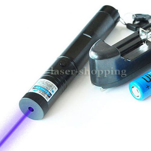 Purple Blue 405nm Laser Pointer High Power Adjustable Focus Burn+Battery Charger