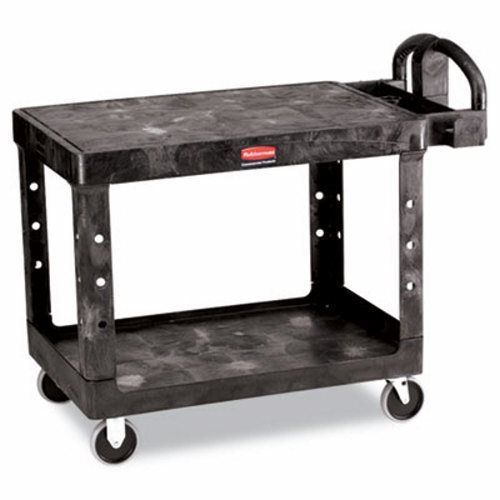 Rubbermaid Flat Shelf Utility Cart, 2-Shelf, Black (RCP452500BK)