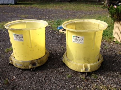 55 GAL. SPILL CONTAINMENT BINS , ROLLING , 2 BINS AND 2 BASES ROLLING ,USED