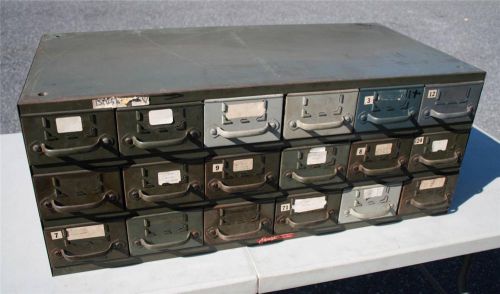 Vtg equipto metal parts cabinet organizer storage tool bin 18 drawer hardware 50 for sale