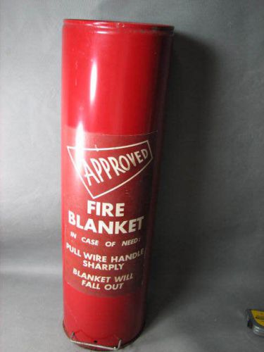 New Old Stock &#034;Approved&#034; Fire Blanket In 24&#034; Tall Canister With Wire Pull Handle