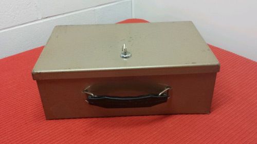 Vintage rockaway metal stashbox lockbox safe with lock &amp; key brown speckled for sale