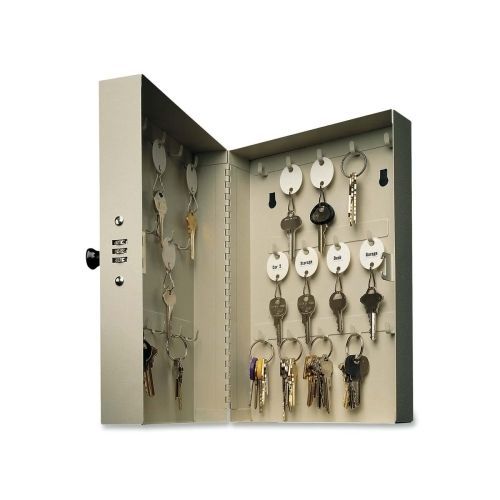 MMF Hook Style 28 Key Cabinet -7.8&#034;x3.3&#034;x11.5&#034; - Steel - Security Lock - Putty