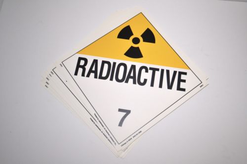 New lot of 10 dot truck placard plastic radioactive 7 signs 3/4x10 3/4 for sale