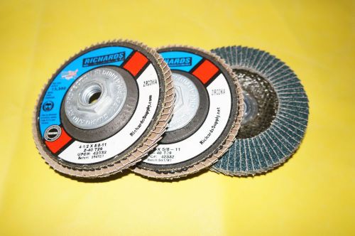 Lot of 3 made in usa premium zirconia flap disks 4 1/2&#034; x 5/8&#034;-11 40 grit for sale