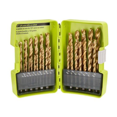 New ryobi titanium coated drill bit set (29-piece) w/case (metal, plastic, wood) for sale