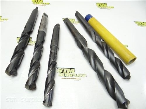 Nice lot of 5 hss morse taper shank twist drills 13/16&#034; to 1-5/32&#034; with 3mt for sale