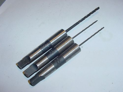 3 - NATIONAL NO. 1 TAPER SHANK HIGH SPEED DRILL BITS - TWO 1/16&#034; - ONE 1/8&#034;