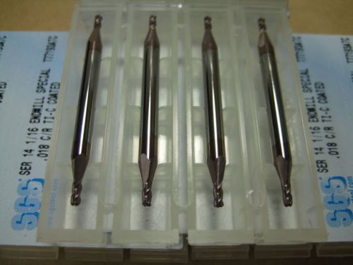 LOT ( 4 ) NEW SGS CARBIDE 1/16&#034; (.0625&#034;) END MILL MILLING CUTTING CNC TOOL BITS
