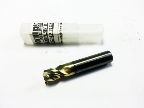3/8&#034; contour 360 carbide zrn coated 3 flute end mill for aluminum (n 714) for sale