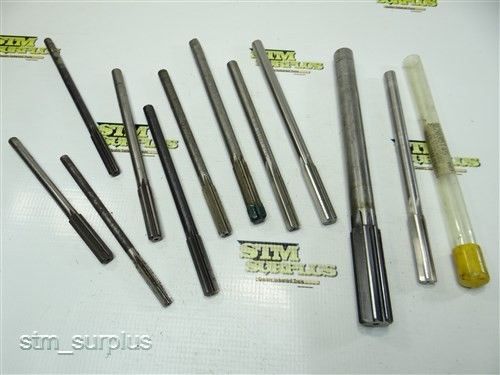 NICE LOT OF 11 HSS STRAIGHT SHANK REAMERS 5/16&#034; TO 7/8&#034; WITH 9/32&#034; TO 3/4&#034; SHANK