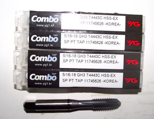 5pc 5/16-18 YG1 Combo Tap Spiral Point Taps for Multi-Purpose Coated
