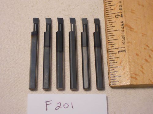 6 USED SOLID CARBIDE BORING BARS. 3/16&#034; SHANK. MICRO 100 STYLE. B-160400 (F201}