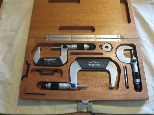 3 brown &amp; sharp 0-3&#034; micrometers in case..0001.carbide tips.excellent condition.