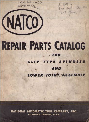 NATCO Repair Parts Catalog for Spindles