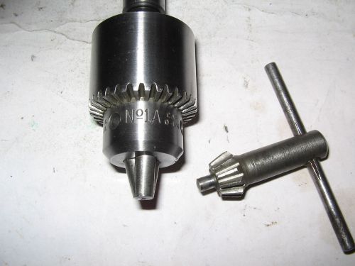 Jacobs # 1a drill chuck/key, 1/2&#034; straight shank, jt1 mount, 0-1/4&#034; capacity,tbl for sale