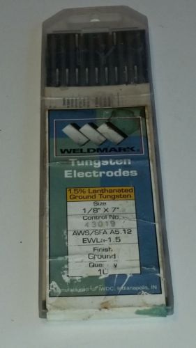 Weldmark wm45718 1.5% lanthanated tungsten 1/8&#034; x 7&#034; (10 electrodes) for sale