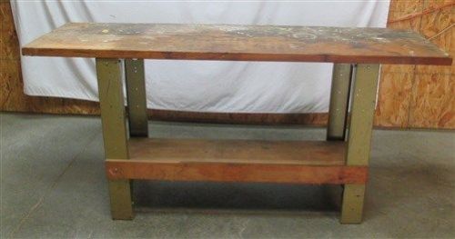 6&#039; x23&#034; Work Bench Kitchen Table Island Industrial Age Cast Iron Legs Metal Wood