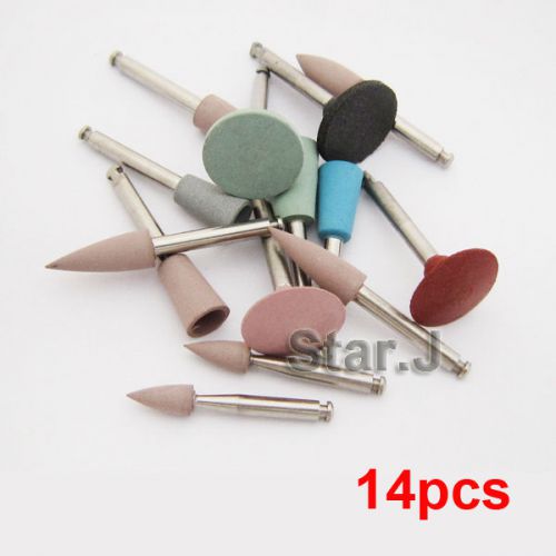 14pcs assorted dental silicone polisher 2.35mm diamond burs cups latch type for sale