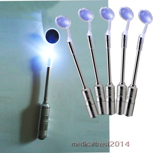 5pcs  durable Bright Durable Dental Mouth oral Mirror w LED Light lamp w battery