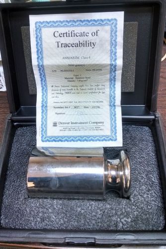 DENVER INSTRUMENTS 5Kg CALIBRATION WEIGHT ASTM w/CERTIFICATE